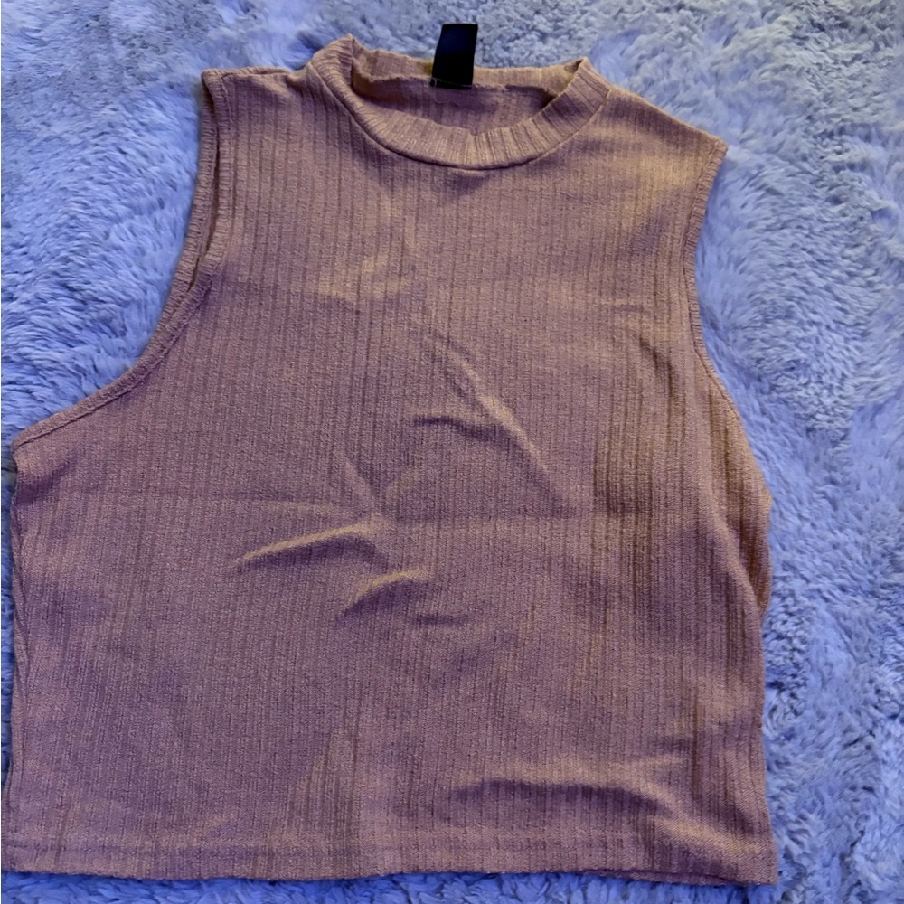 SHEIN Tan Ribbed Sleeveless Top